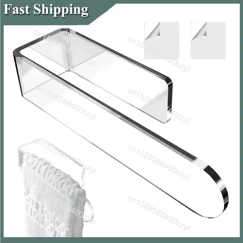 August U Shape Bathroom Acrylic Towel Bar Hand Towel Holder, Self Adhesive Towel Rack For Bathroom Wall Mounted Easy Install Bla