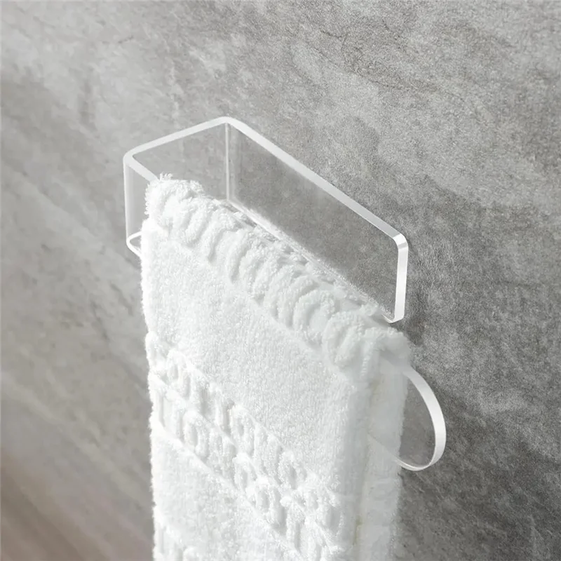 August U Shape Bathroom Acrylic Towel Bar Hand Towel Holder, Self Adhesive Towel Rack For Bathroom Wall Mounted Easy Install Bla
