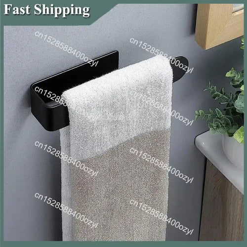 August U Shape Bathroom Acrylic Towel Bar Hand Towel Holder, Self Adhesive Towel Rack For Bathroom Wall Mounted Easy Install Bla