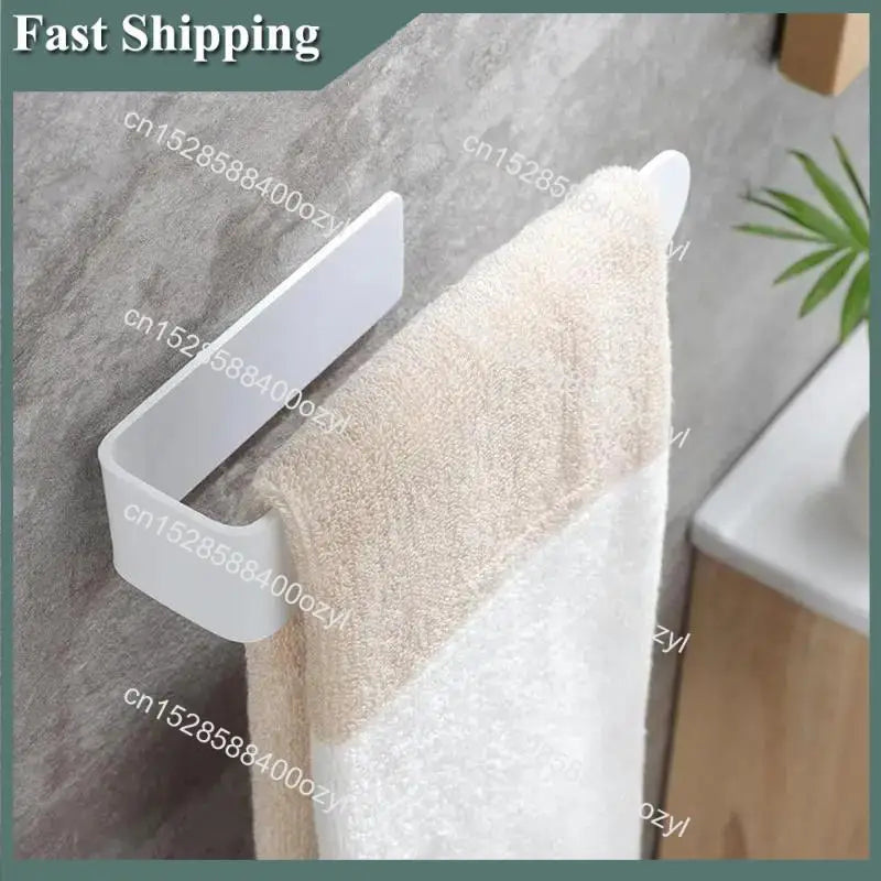 August U Shape Bathroom Acrylic Towel Bar Hand Towel Holder, Self Adhesive Towel Rack For Bathroom Wall Mounted Easy Install Bla