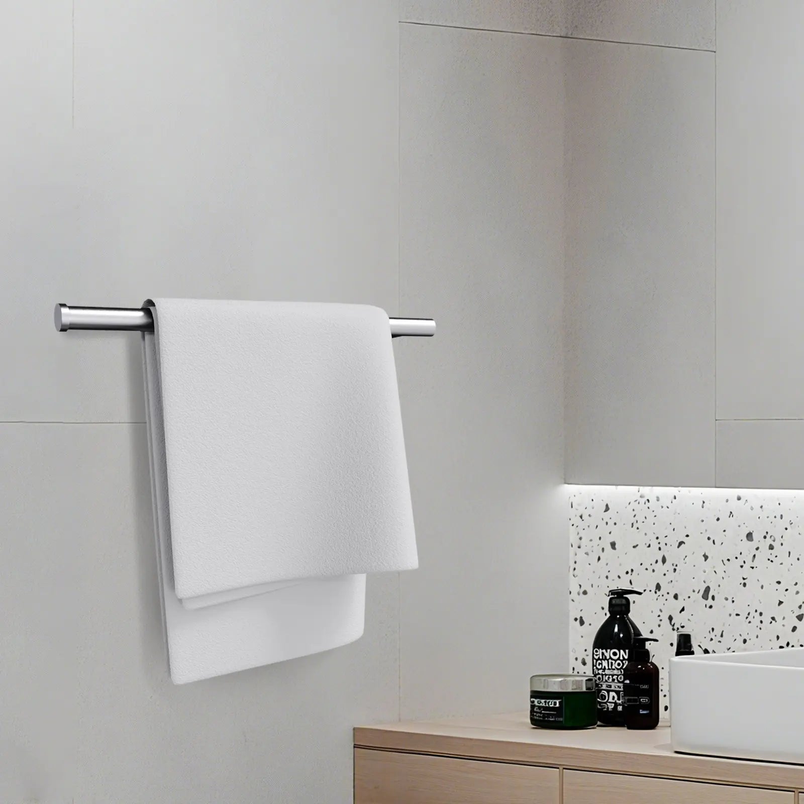 SZHLUX Paper Towel Holder, Self-Adhesive Paper Towel Holder under Cabinet for Kitchen, No Drill Wall Mount-Sus304 Stainless Steel, Space-Saving, Easy Installation for Kitchen, RV & Bathroom-12.6’’ Towel Rack for Rolls, Plastic Wrap & More