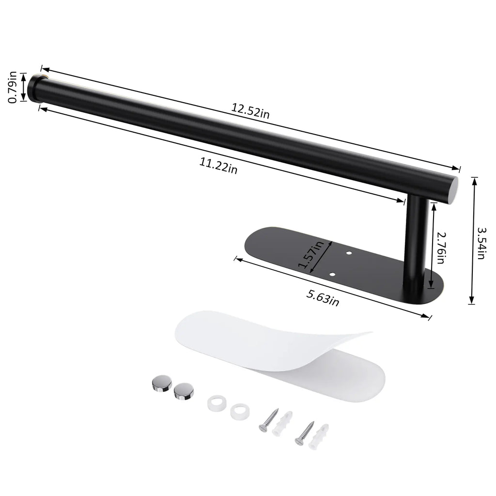 SZHLUX Paper Towel Holder, Self-Adhesive Paper Towel Holder under Cabinet for Kitchen, No Drill Wall Mount-Sus304 Stainless Steel, Space-Saving, Easy Installation for Kitchen, RV & Bathroom-12.6’’ Towel Rack for Rolls, Plastic Wrap & More