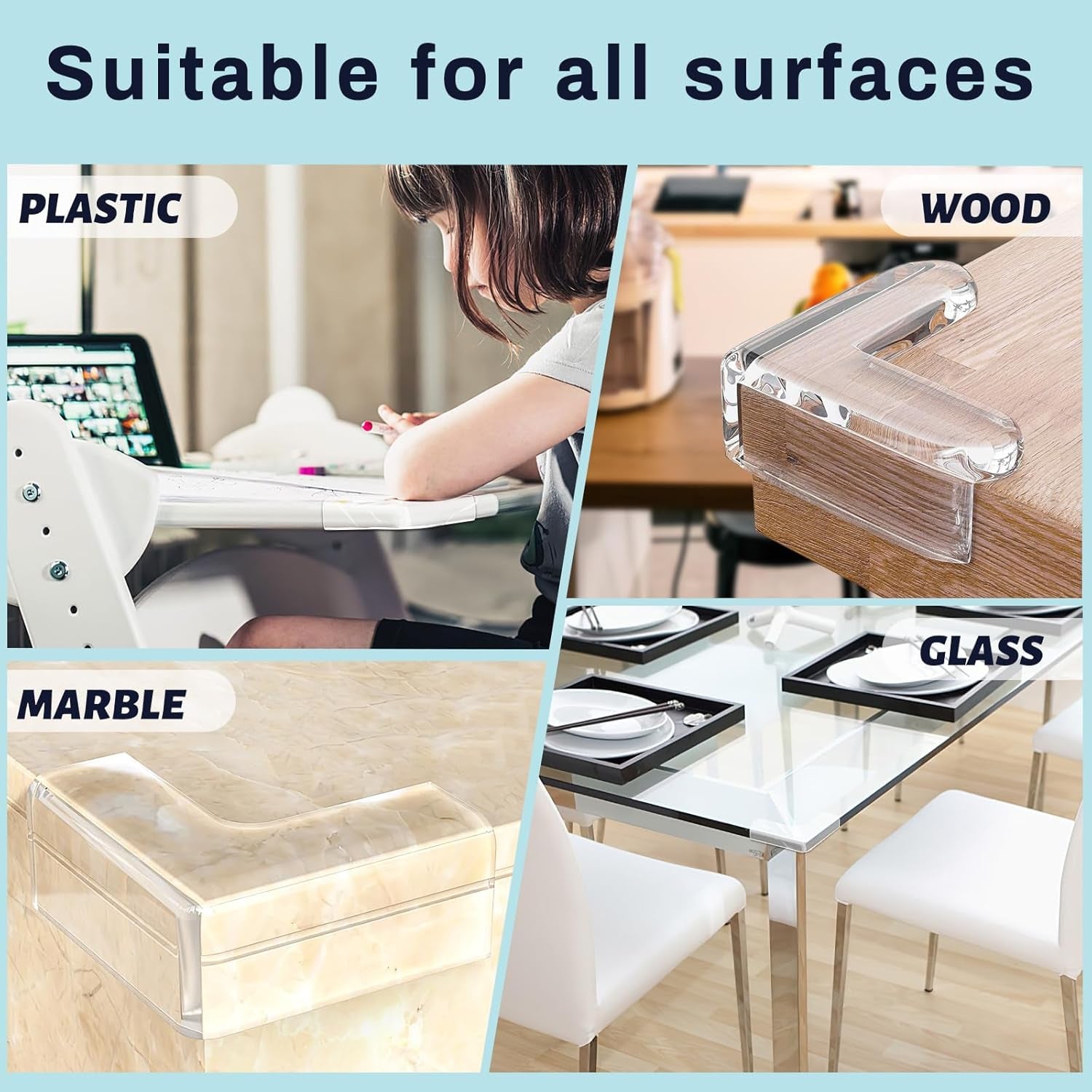 12 Pack Corner Protector, Table Protectors, Clear Furniture Edge Safety & Corner Guards Bumpers Cushion to Cover Table Edges & Sharp Furniture