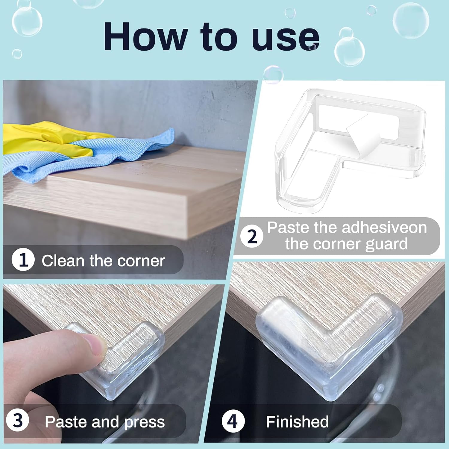 12 Pack Corner Protector, Table Protectors, Clear Furniture Edge Safety & Corner Guards Bumpers Cushion to Cover Table Edges & Sharp Furniture
